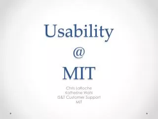 Usability @ MIT
