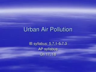 Urban Air Pollution