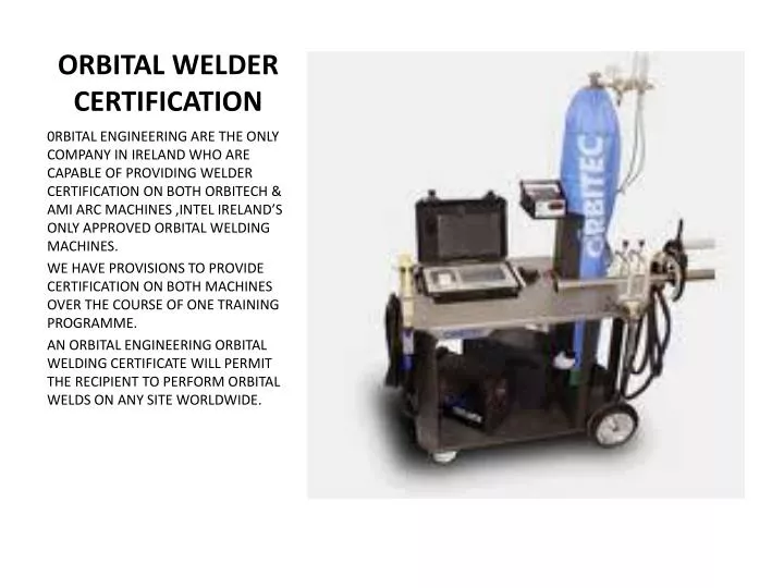 orbital welder certification