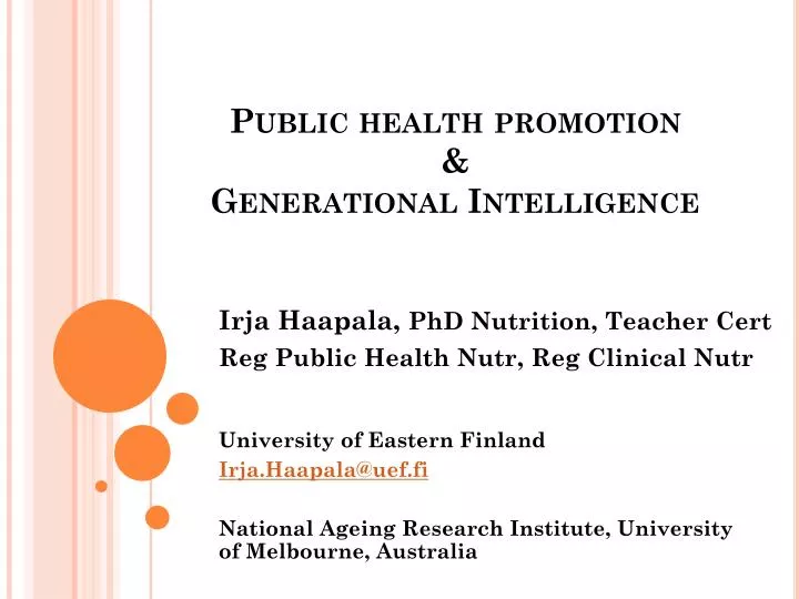 public health promotion generational intelligence