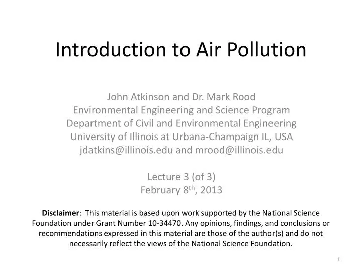introduction to air pollution