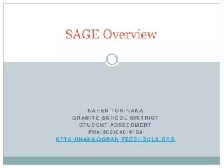 SAGE Overview