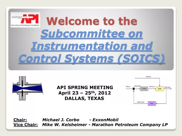 welcome to the subcommittee on instrumentation and control systems soics