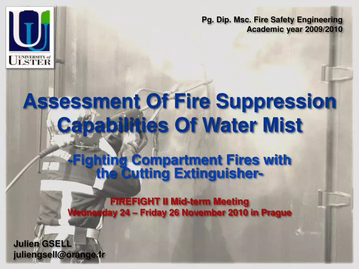 assessment of fire suppression capabilities of water mist
