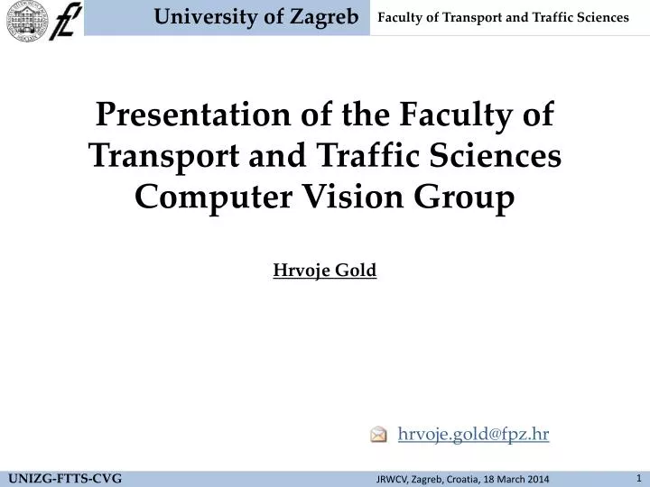 presentation of the faculty of transport and traffic sciences computer vision group