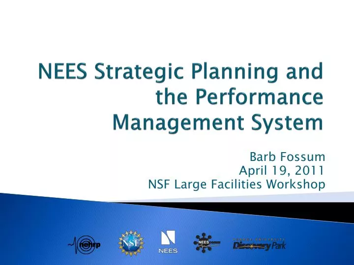 nees strategic planning and the performance management system