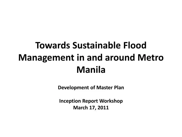 towards sustainable flood management in and around metro manila