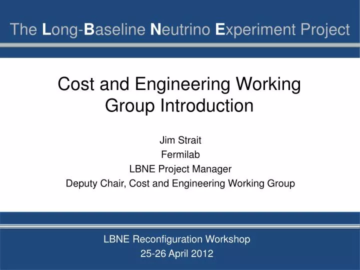 cost and engineering working group introduction