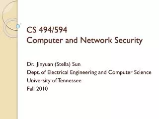 CS 494/594 Computer and Network Security