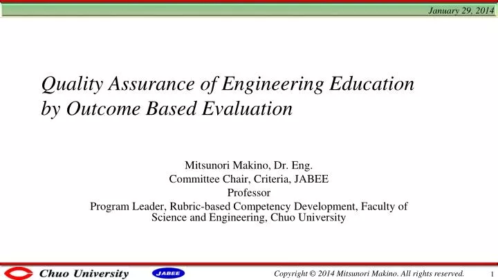quality assurance of engineering education by outcome based evaluation