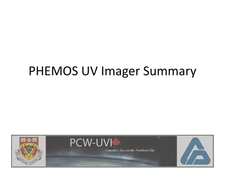 phemos uv imager summary