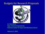 Budgets for Research Proposals - slide 1