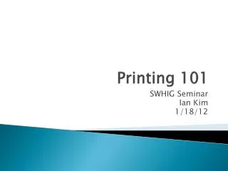 Printing 101