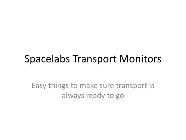 spacelabs transport monitors
