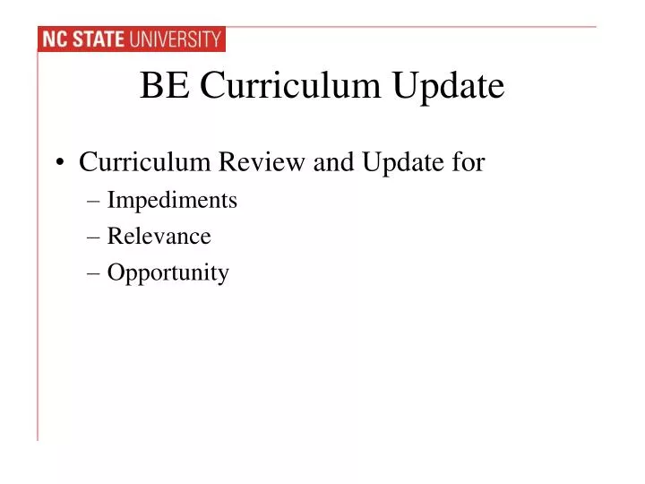 be curriculum update