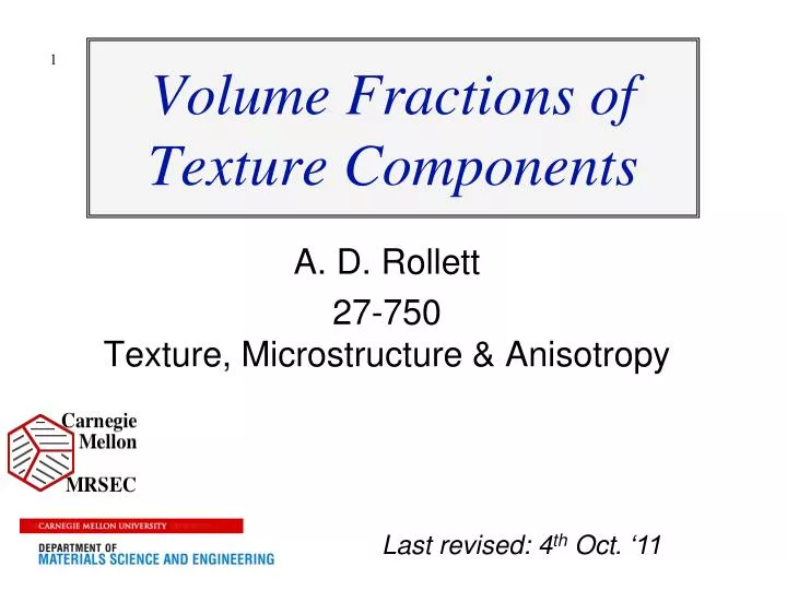 volume fractions of texture components