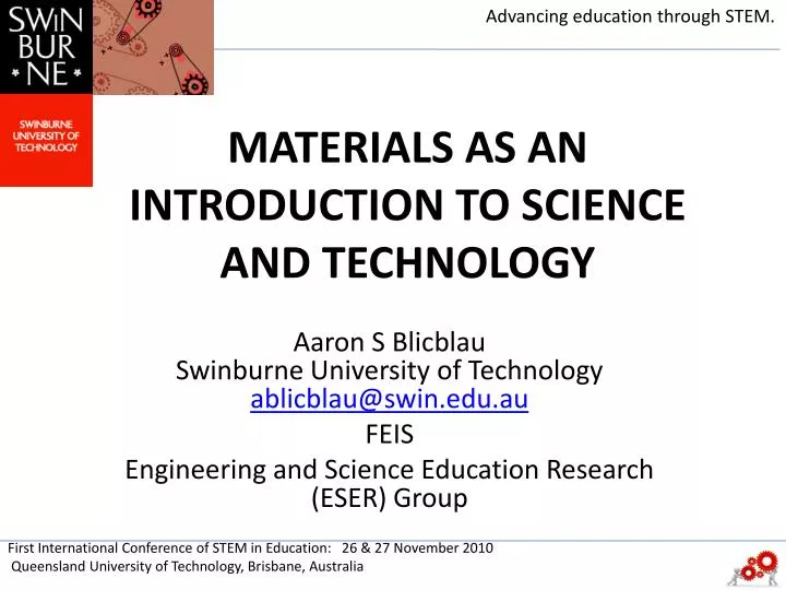 materials as an introduction to science and technology