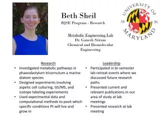 Beth Sheil R I SE Program - Research