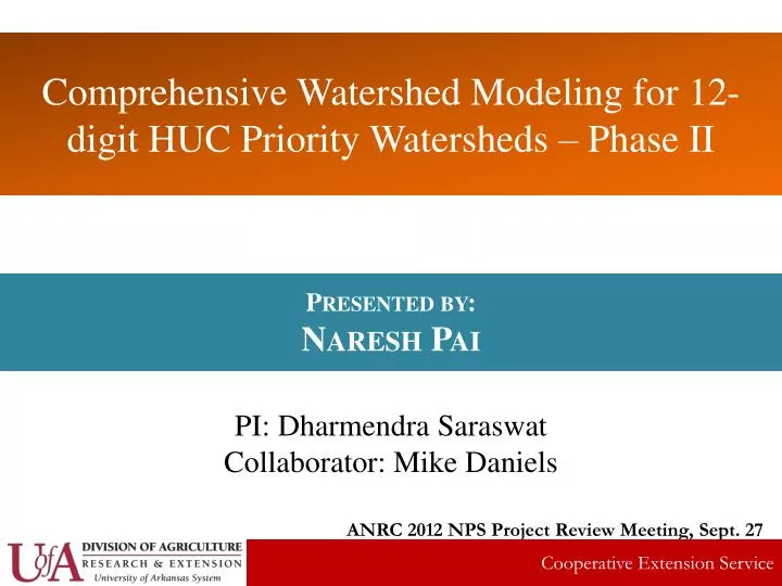 comprehensive watershed modeling for 12 digit huc priority watersheds phase ii