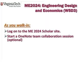 ME2024: Engineering Design and Economics (W5D3)