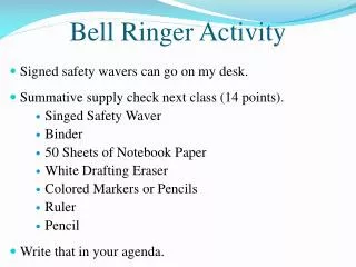 Bell Ringer Activity