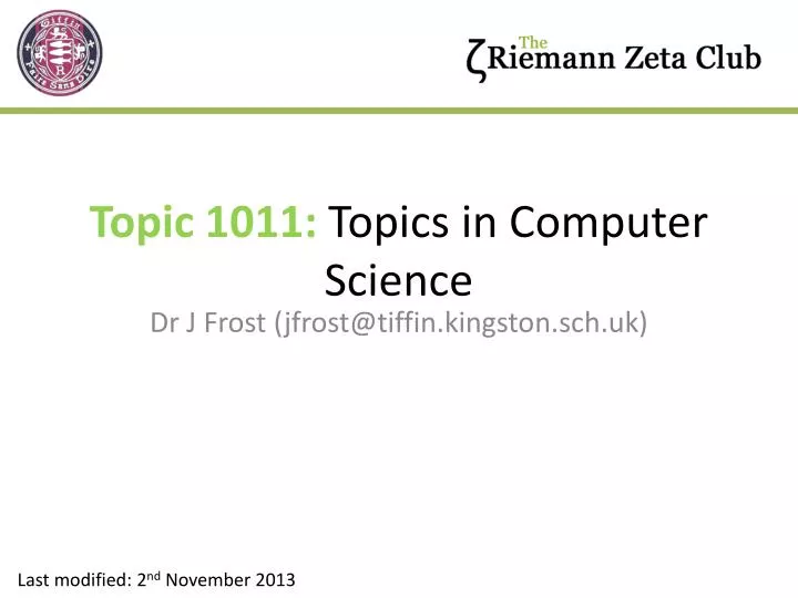 topic 1011 topics in computer science