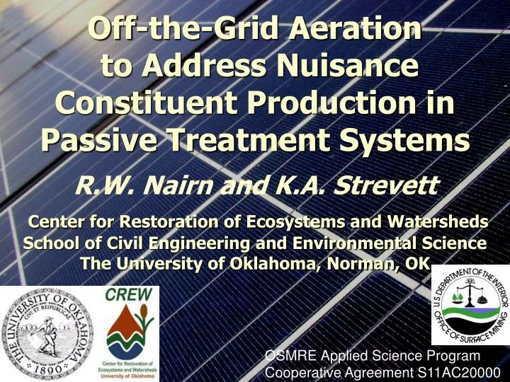 off the grid aeration to address nuisance constituent production in passive treatment systems