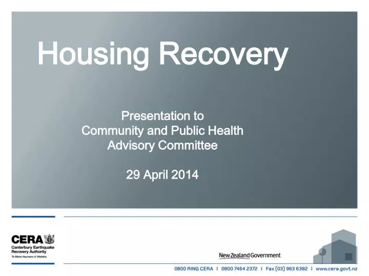 housing recovery presentation to community and public health advisory committee 29 april 2014