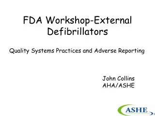 FDA Workshop-External Defibrillators