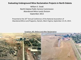 Evaluating Underground Mine Reclamation Projects in North Dakota