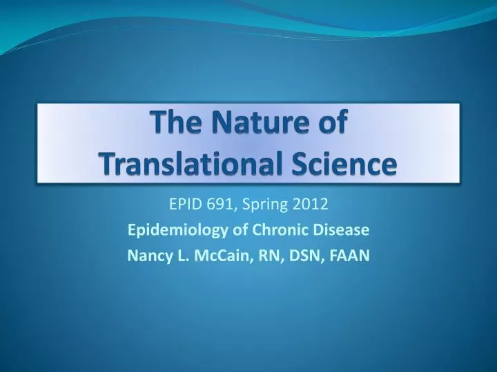 the nature of translational science