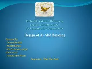 An- Najah National University Faculty of Engineering Civil Engineering Department