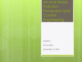 Air and Water Pollution Prevention and Control Engineering
