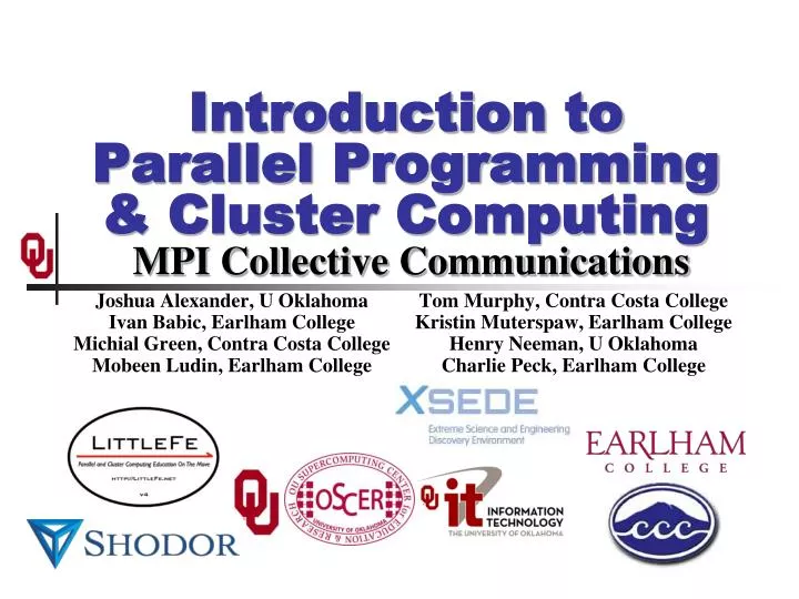 introduction to parallel programming cluster computing mpi collective communications