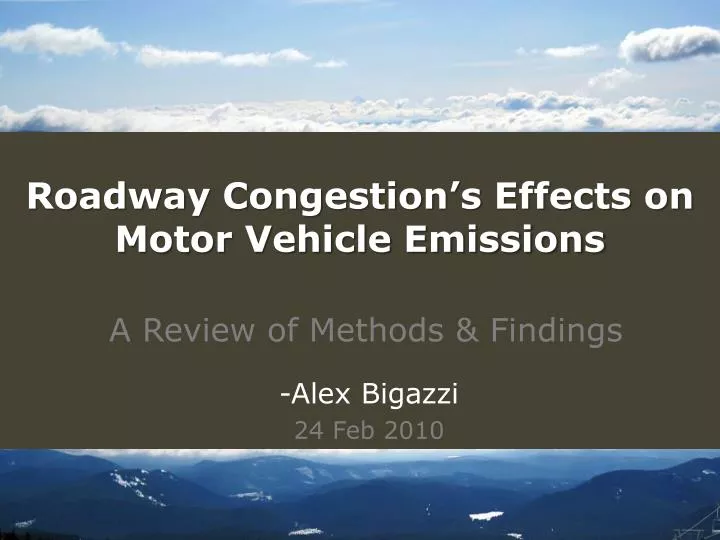 roadway congestion s effects on motor vehicle emissions