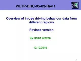 Overview of in-use driving behaviour data from different regions Revised version