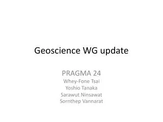 Geoscience WG update