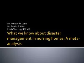 What we know about disaster management in nursing homes: A meta-analysis