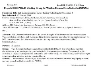 Project: IEEE P802.15 Working Group for Wireless Personal Area Networks (WPANs)