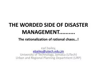 the worded side of Disaster management..........