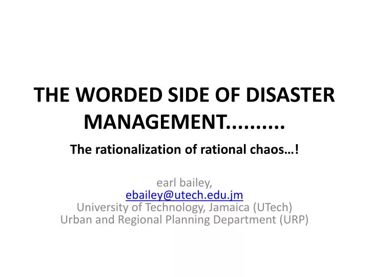 the worded side of disaster management