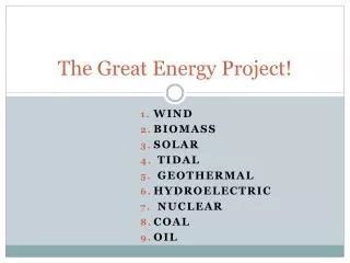 The Great Energy Project!