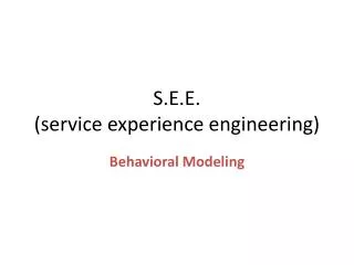 S.E.E. (service experience engineering)