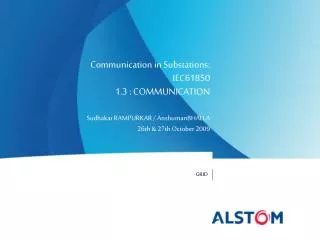 Communication in Substations: IEC61850 1.3 : COMMUNICATION