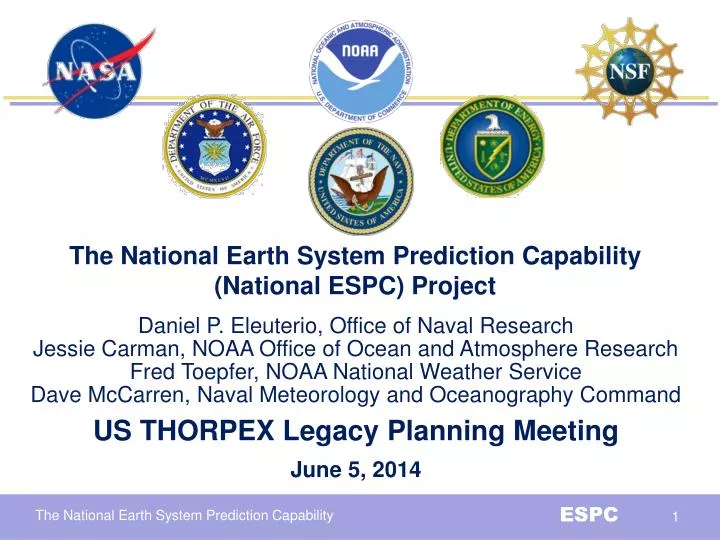 the national earth system prediction capability national espc project