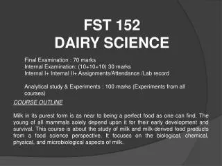 FST 152 DAIRY SCIENCE