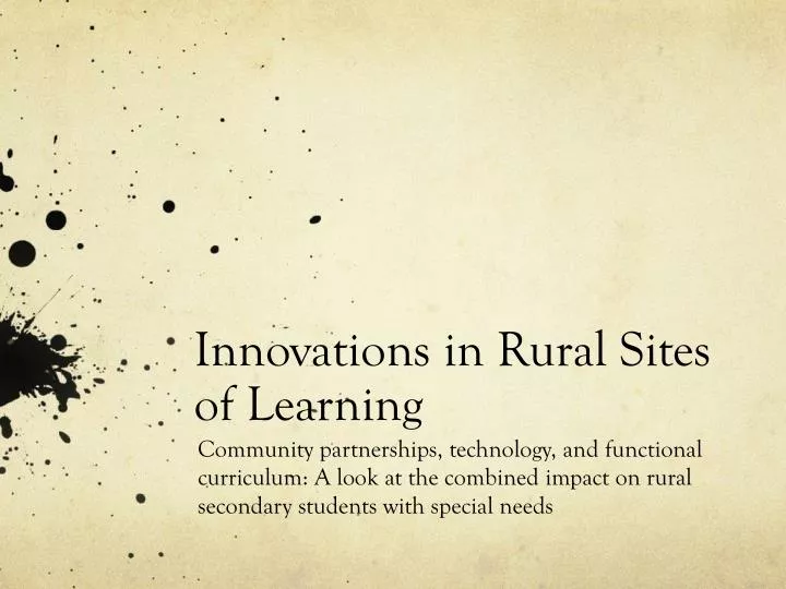 innovations in rural sites of learning
