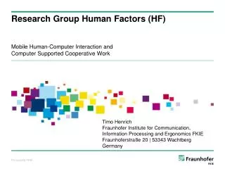 Research Group Human Factors (HF)