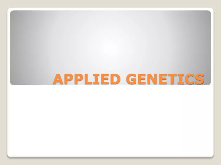 applied genetics