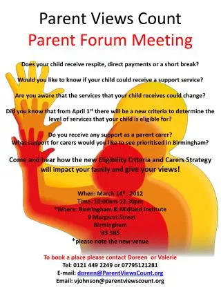 Parent Views Count Parent Forum Meeting